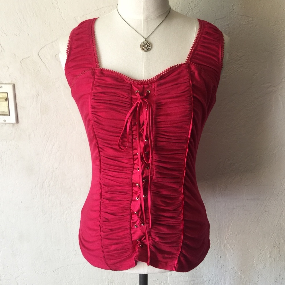 Forever 21 lace up hot pink top